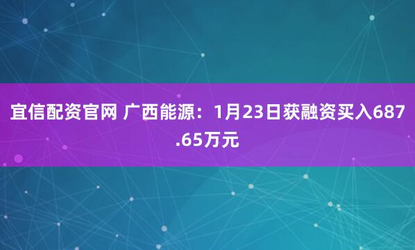 宜信配资官网 广西能源：1月23日获融资买入687.65万元