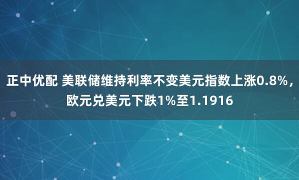 正中优配 美联储维持利率不变美元指数上涨0.8%，欧元兑美元下跌1%至1.1916